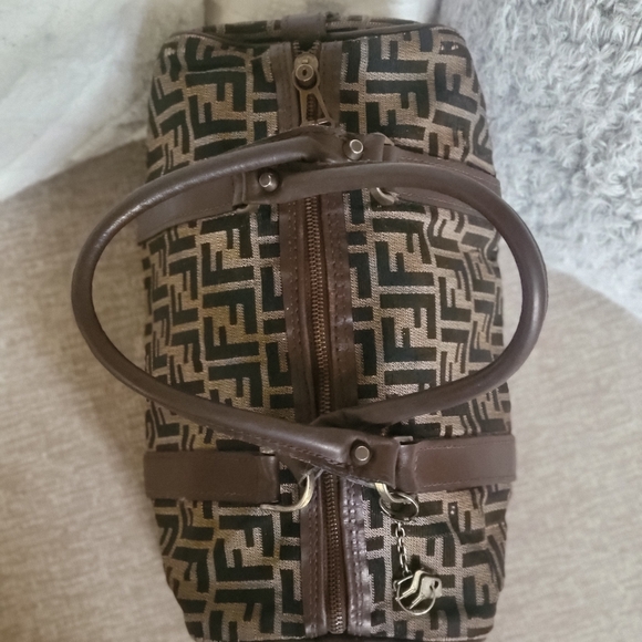 FENDI Zucca Zucchino Vintage Boston 30 Canvas Bag FF Monogram Logo..w/COA.. - Picture 5 of 10